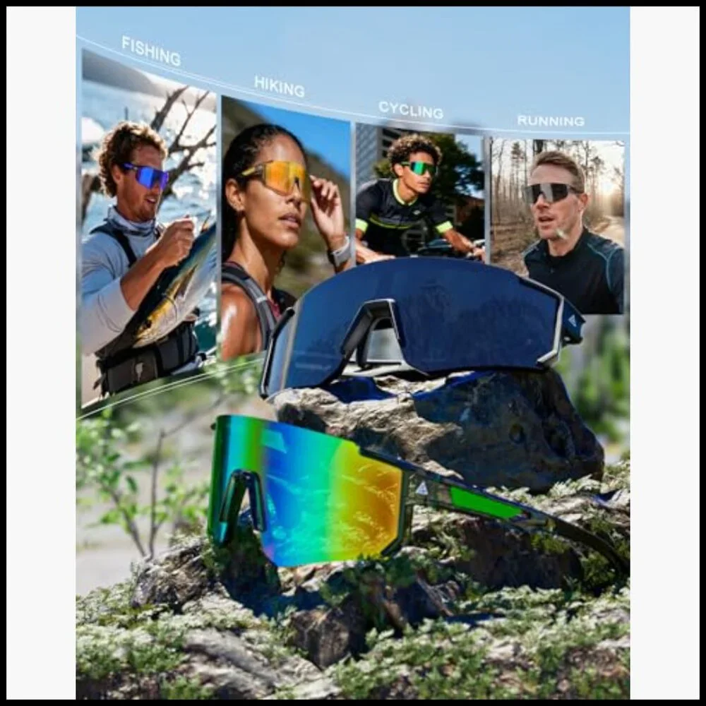 Polarized Sports Sunglasses UV400 Protection Wrap Around